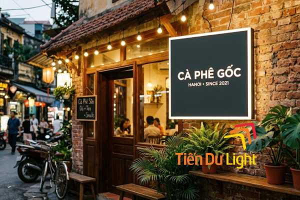 Bảng hiệu vuông hộp đèn tinh tế, giúp tăng khả năng nhận diện