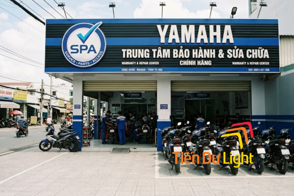 Mẫu bảng hiệu xe máy sử dụng chất liệu bền đẹp, chữ nổi sắc nét, tạo điểm nhấn