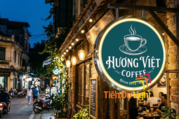 Biển vẫy hình tròn nhà hàng ẩm thực, phong cách truyền thống, sang trọng