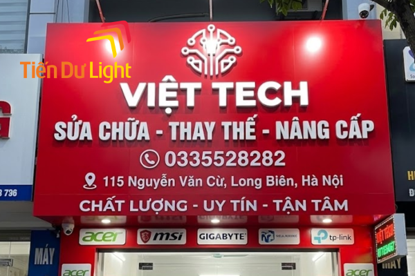 Biển alu chữ nổi hoàn thiện tại mặt tiền cửa hàng