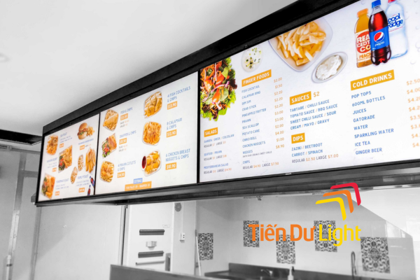 Hộp đèn menu board dễ dàng thay đổi nội dung