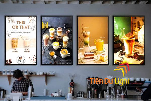 Hộp đèn menu cafe led đẹp cho quán cafe hiện đại