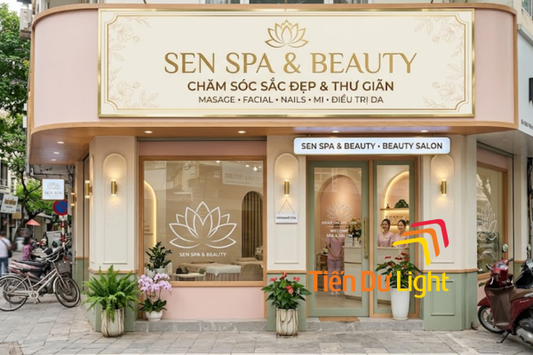 Biển quảng cáo in bạt spa hoàn thiện sau thi công