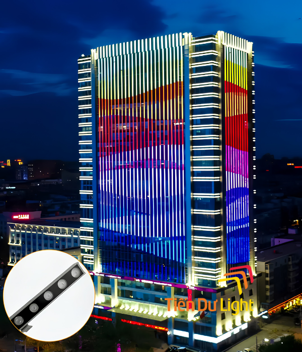 Led thanh ngoài trời được ưa chuộng cho mặt dựng tòa nhà, khách sạn