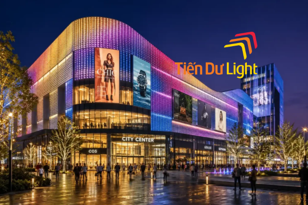 Facade lighting trung tâm thương mại tạo điểm nhấn về đêm