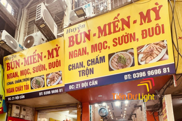 Bảng hiệu bún ngan có thể làm từ nhiều vật liệu khác nhau