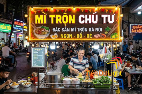 Mẫu bảng hiệu mì trộn đẹp với bố cục rõ ràng, dễ đọc