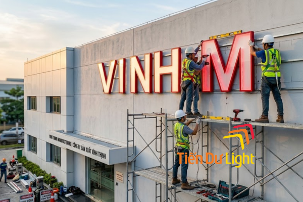 Thi công bảng hiệu nhà máy sản xuất chắc chắn, phù hợp với môi trường công nghiệp