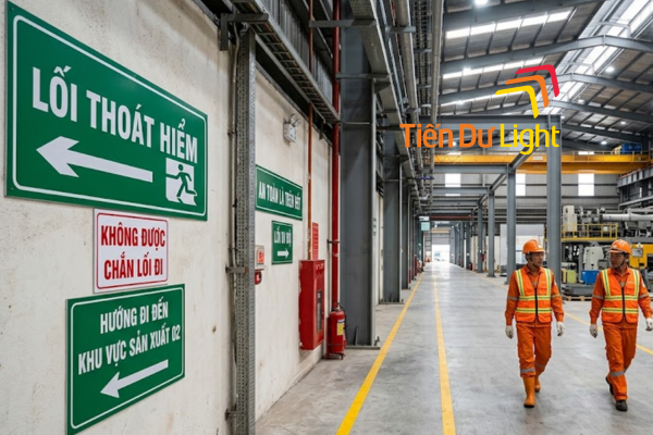 Bảng hiệu nhà máy thép ngoài trời nổi bật với thiết kế trực quan