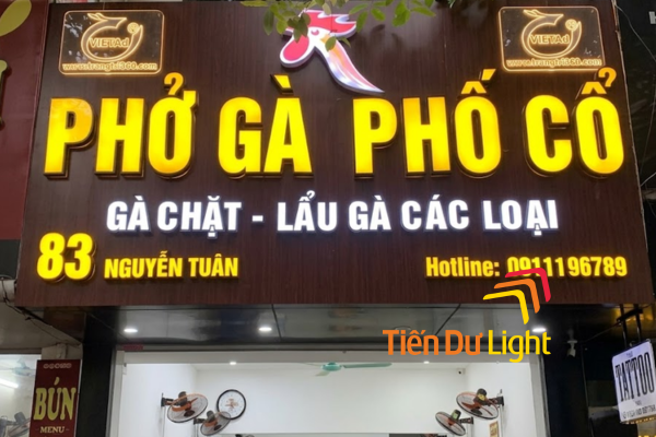 Bảng hiệu phở gà đẹp, thu hút khách, thiết kế ấn tượng