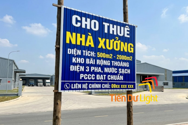 Biển cho thuê nhà xưởng đa dạng kiểu dáng
