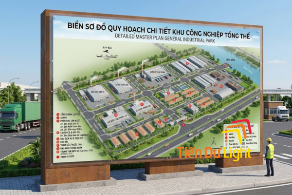 Biển sơ đồ khu công nghiệp nổi bật với bố cục rõ ràng, thông tin dễ đọc