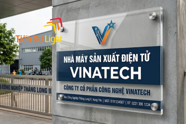 Biển tên nhà máy mica đẹp, chuyên nghiệp: Xu hướng biển hiệu hiện đại