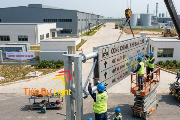Thi công biển chỉ dẫn nhà máy đồng bộ, khoa học và chuyên nghiệp