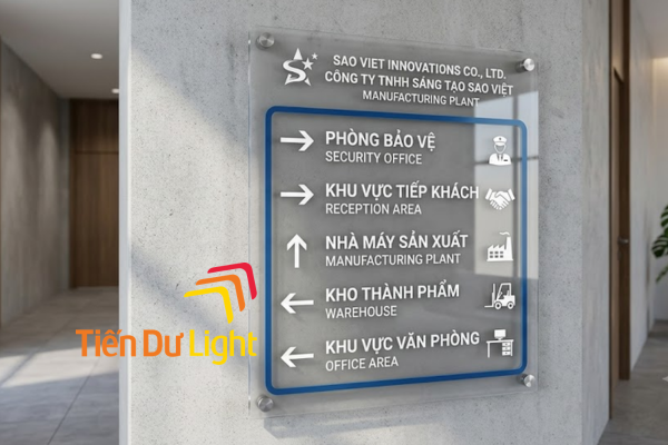 Biển chỉ dẫn nhà máy mica bền đẹp, đồng bộ nhận diện thương hiệu