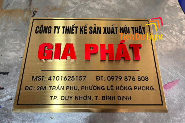Bảng tên công ty chữ nổi kim loại đẹp