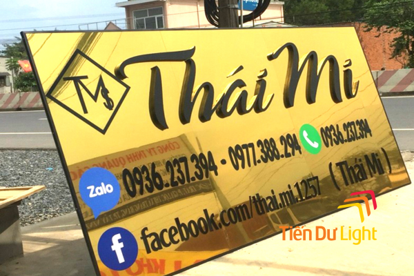 Làm biển alu gương vàng cao cấp, sáng bóng, bền đẹp theo thời gian