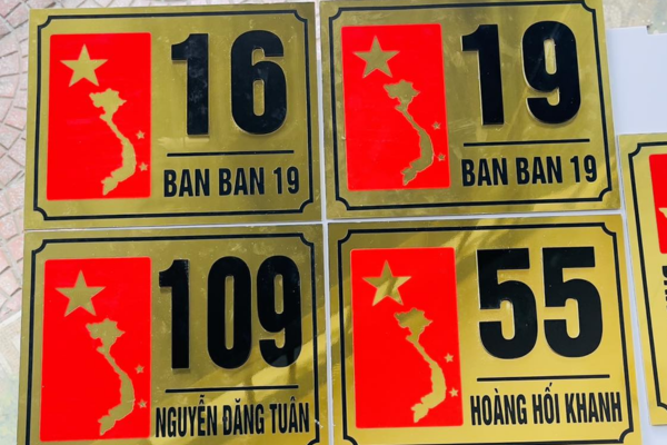 Mẫu biển số nhà bản đồ Việt Nam bằng inox