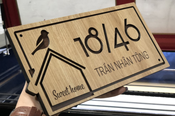 Mẫu biển số nhà bằng gỗ đẹp