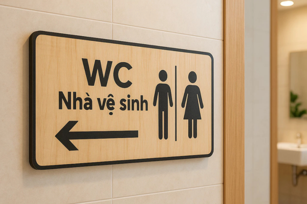 Mẫu bảng hiệu nhà vệ sinh bằng gỗ đẹp