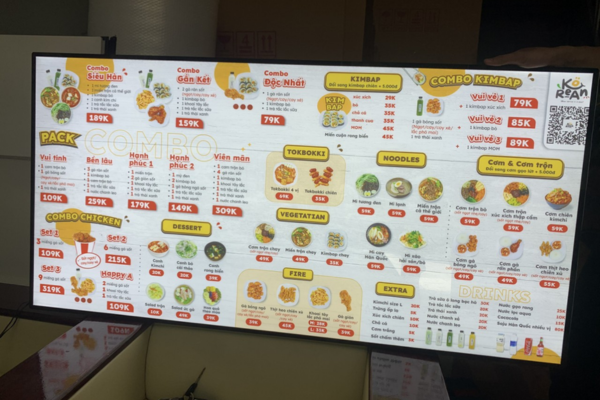 Mẫu hộp đèn menu siêu mỏng đẹp