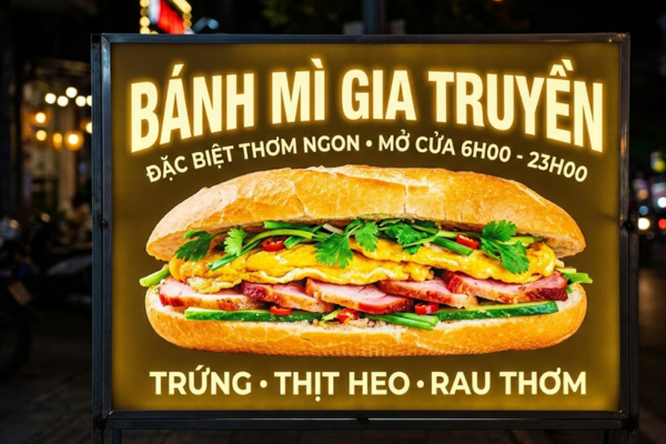 Bí quyết làm biển quảng cáo bánh mì nổi bật trên phố đông đúc