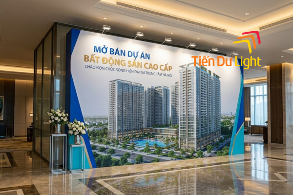 Mẫu backdrop bất động sản trong nhà đẹp