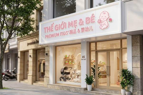 Gợi ý mẫu biển quảng cáo cho cửa hàng mẹ và bé