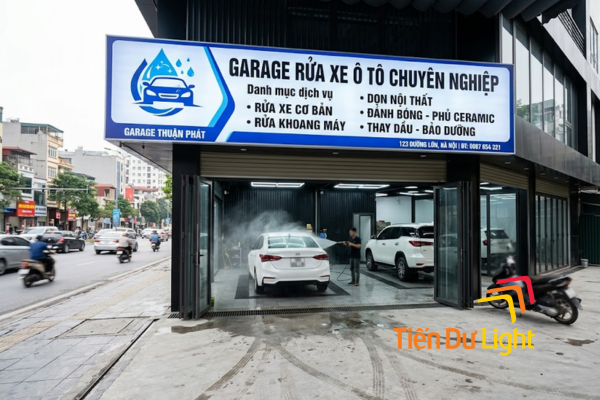 Mẫu biển quảng cáo gara ô tô hộp đèn