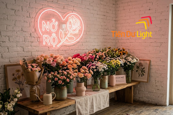 Chữ led neon trang trí shop hoa tươi