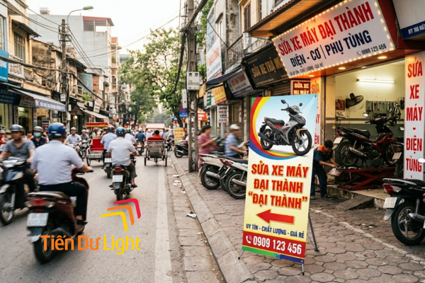 Tiệm sửa xe máy cần biển gì? Phân tích các loại biển quảng cáo sửa xe máy