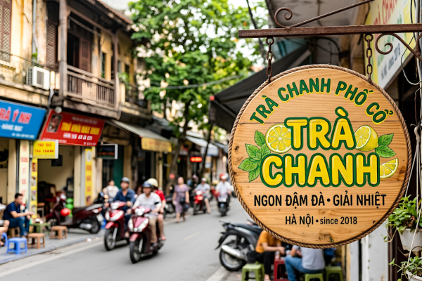 Biển vẫy trà chanh ngoài trời bền đẹp, thu hút mọi ánh nhìn