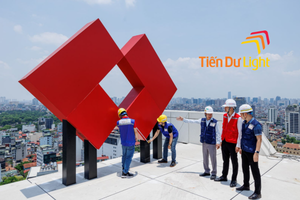 Bộ nhận diện ngân hàng Techcombank - Tiến Dư thi công