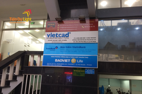 Mẫu biển tên công ty bằng mica, inox, alu được ưa chuộng